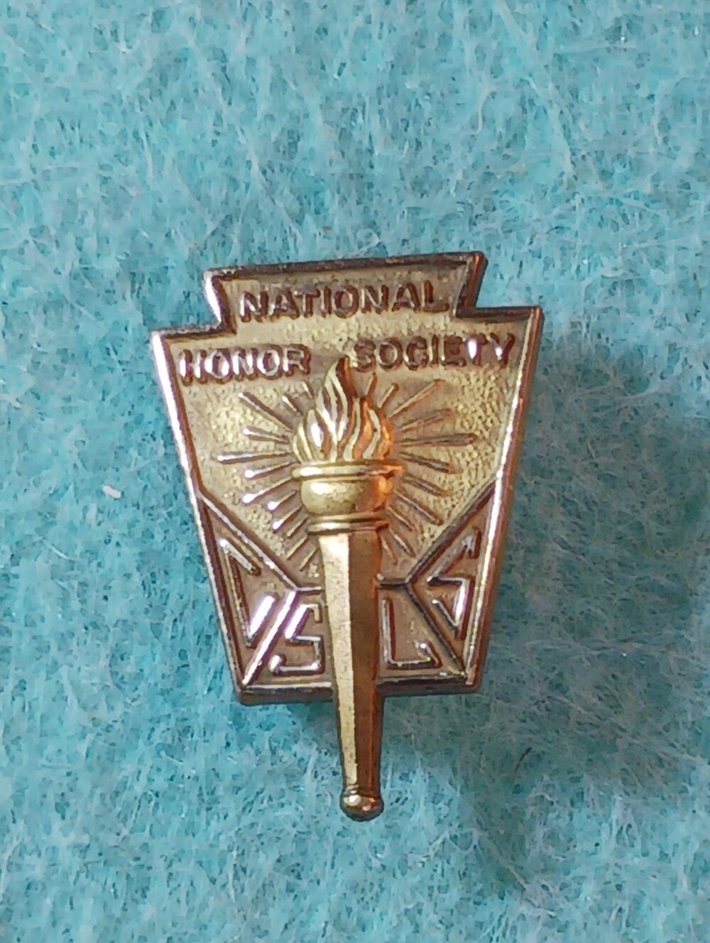 Vintage B GF National Honor Society Pin Gold Filled Torch Academic Memorabilia